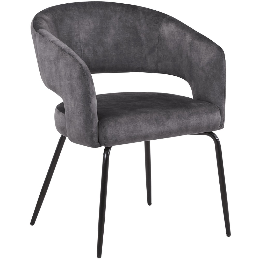 Gavin Modern Velvet or Leather Upholstered Accent Dining Chair with Open Curved Backrest and Metal Legs for Home or Office