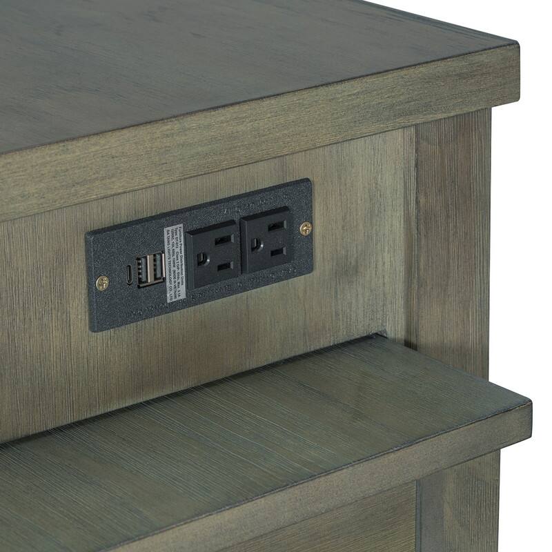 Extendable Kitchen Island with Storage, Multi-Functional Kitchen Cart with Built-In Power Outlets, Retro Kitchen Island