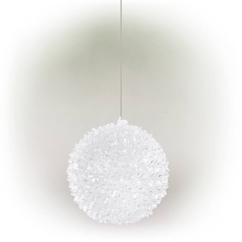 Alpine Corporation 8"H Indoor/Outdoor Christmas Flashing Sphere Hanging Ornament with LED Lights