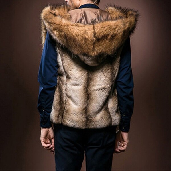 sleeveless fur hoodie