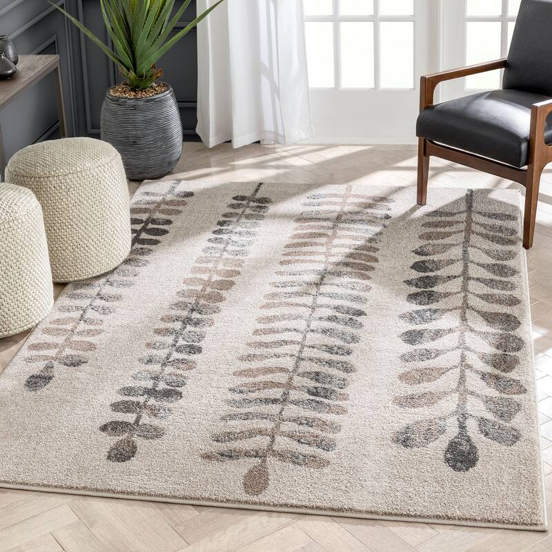 Well Woven Lisbon Myra Botanical Abstract Leaves Pattern Area Rug