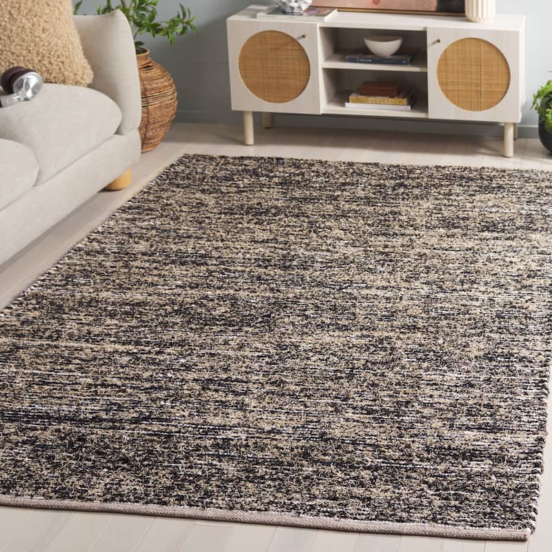SAFAVIEH Handmade Cape Cod Sabrie Cotton Rug - Beige/Black - 6' Square