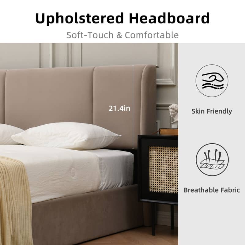Modern Minimalist Upholstered Storage Bed with Lift-Up Platform