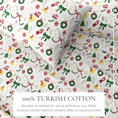 Linery & Co. Christmas Turkish Cotton Double-Brushed Flannel Bed Sheet Set