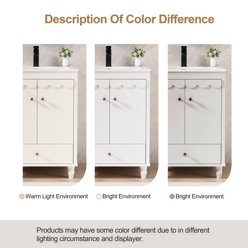Lace Trim Freestanding Bathroom Vanity Set - Perfect for Bathrooms