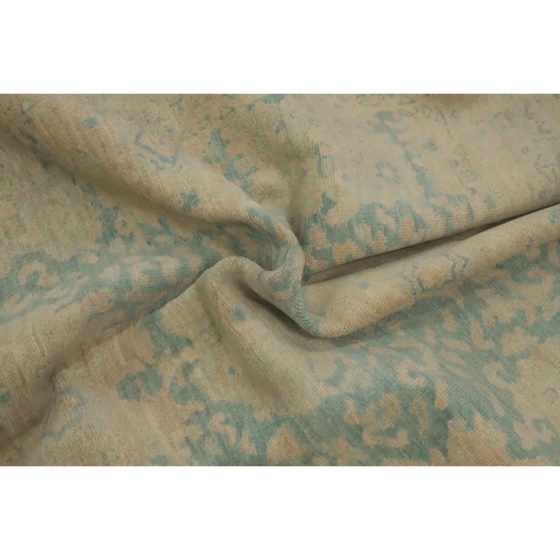Hand Knotted Oriental 100% Wool Carpet Traditional Floral Navy Blue & Blues Ziegler Area Rug - 6' 6'' X 5' 4''