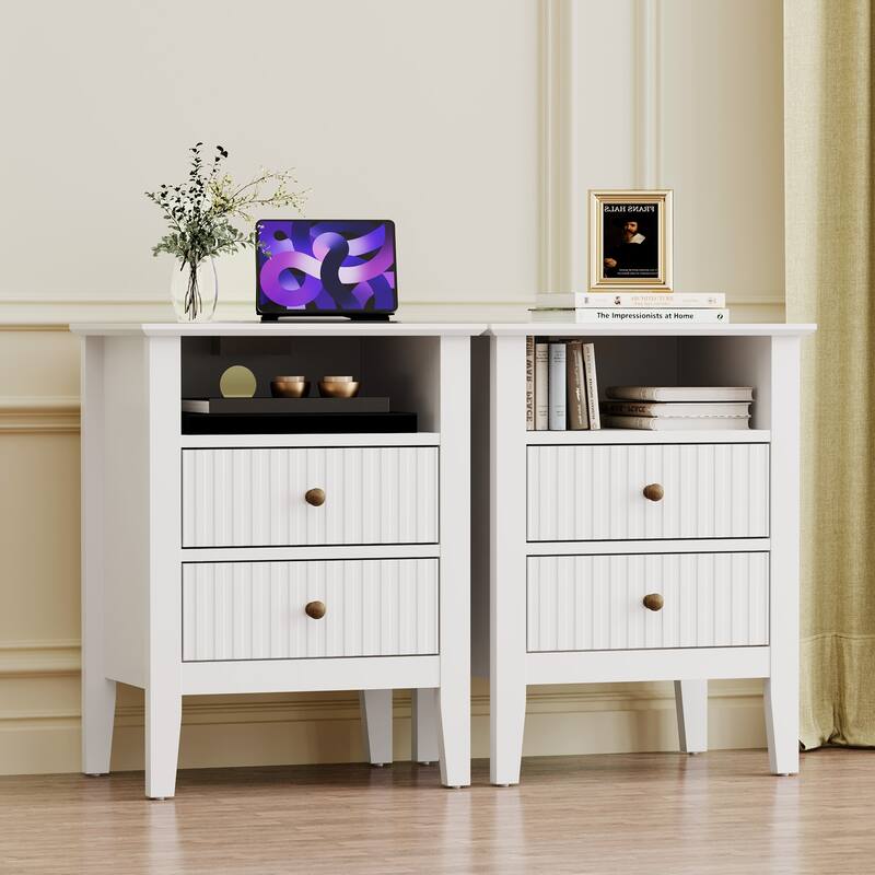Nightstand with 2 Drawers, Set of 2