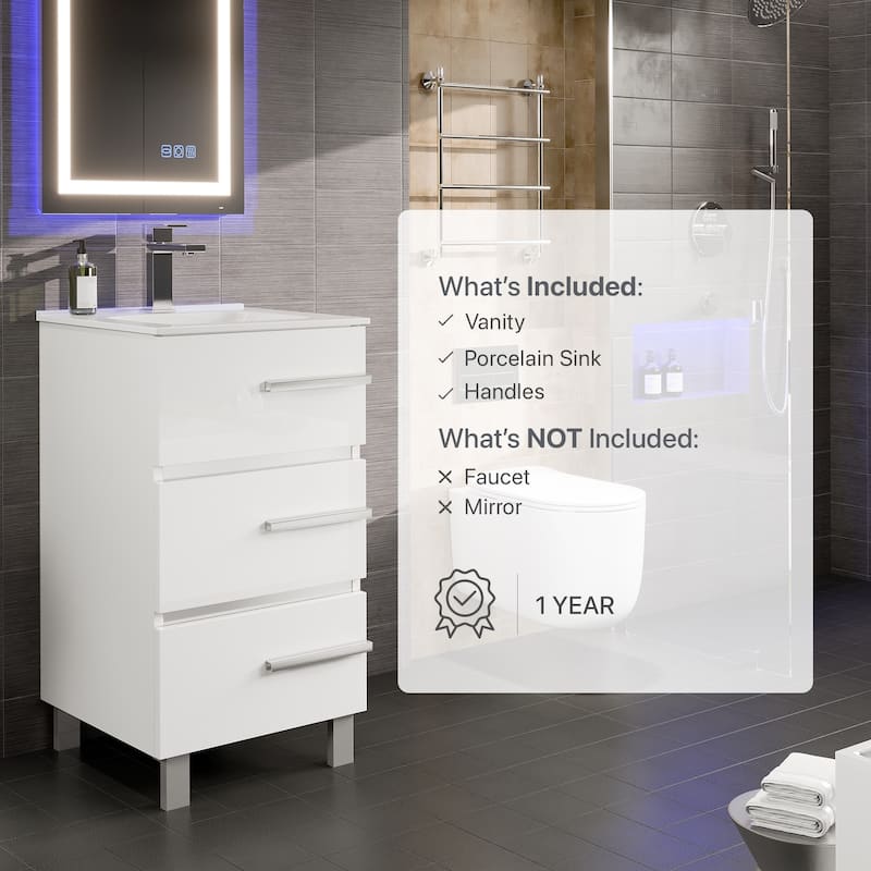 Eviva Deluxe 20"W x 18"D Vanity with White Porcelain Integrated Sink