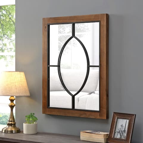 FirsTime & Co. Walnut Mahlia Marquise Windowpane Mirror