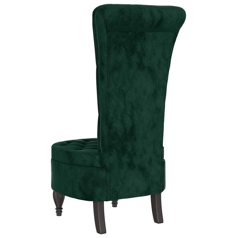 vidaXL High Back Chair Dark green Velvet, Solid wood, Plywood Single