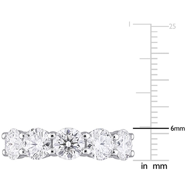 Miadora 4ct DEW Moissanite 5-Stone Semi-Eternity Band Ring in 10k White Gold