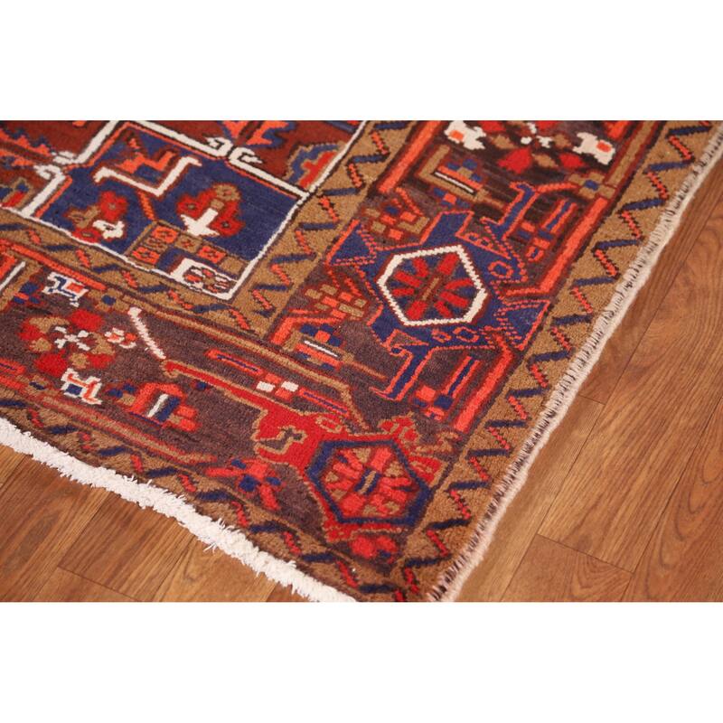 Hand Knotted Oriental 100% Wool Carpet Traditional Medallion Red Heriz Area Rug - 9' 7'' X 6' 9''