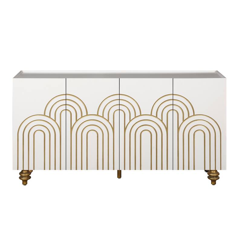 Modern Sideboard Buffet with Storage, 60" 4 Doors Storage Cabinet with Adjustable Shelves for Kitchen, Dining Room, Living Room