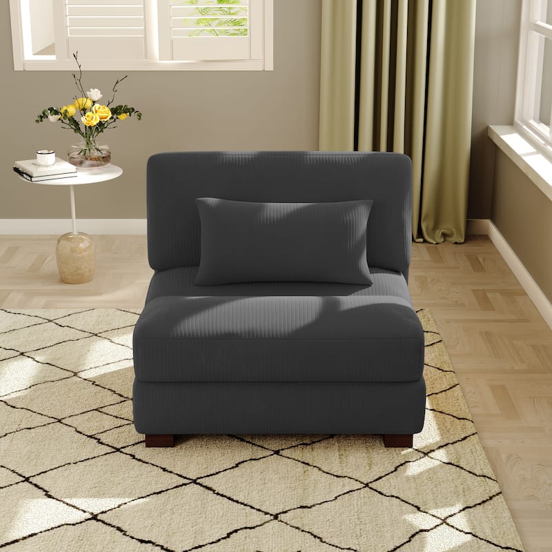 Modern Corduroy Modular Couch Sectional Sofa With Pillows - Grey-Armless Sofa - Symmetrical
