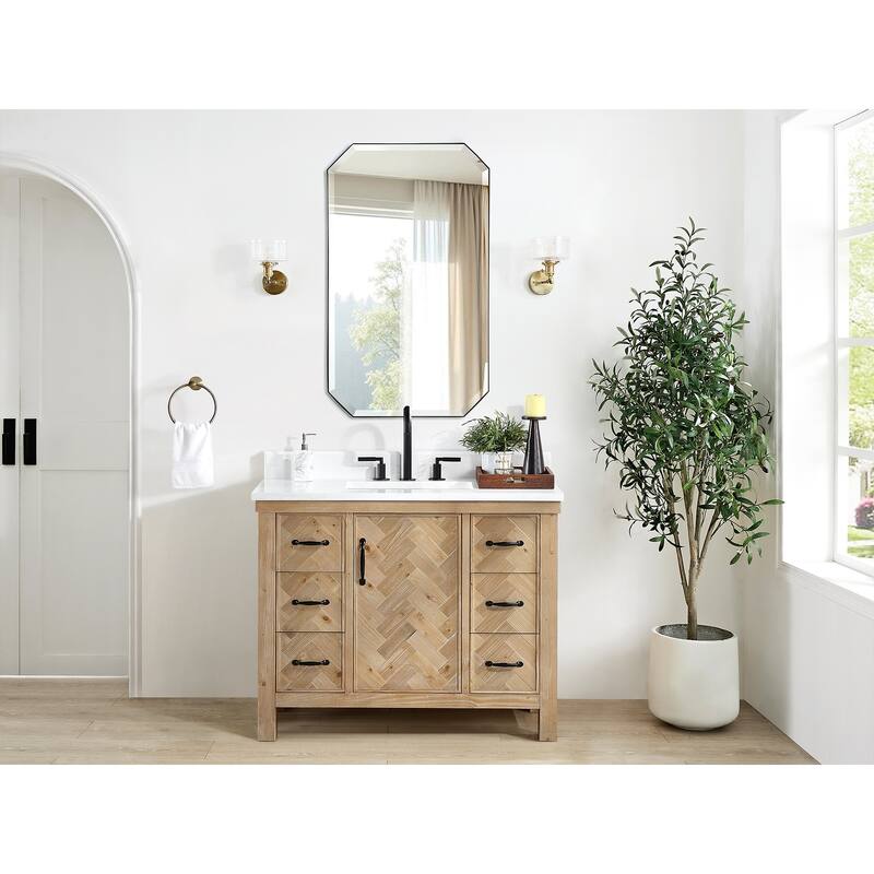 Javier Bath Vanity with Composite Stone Top without Mirror