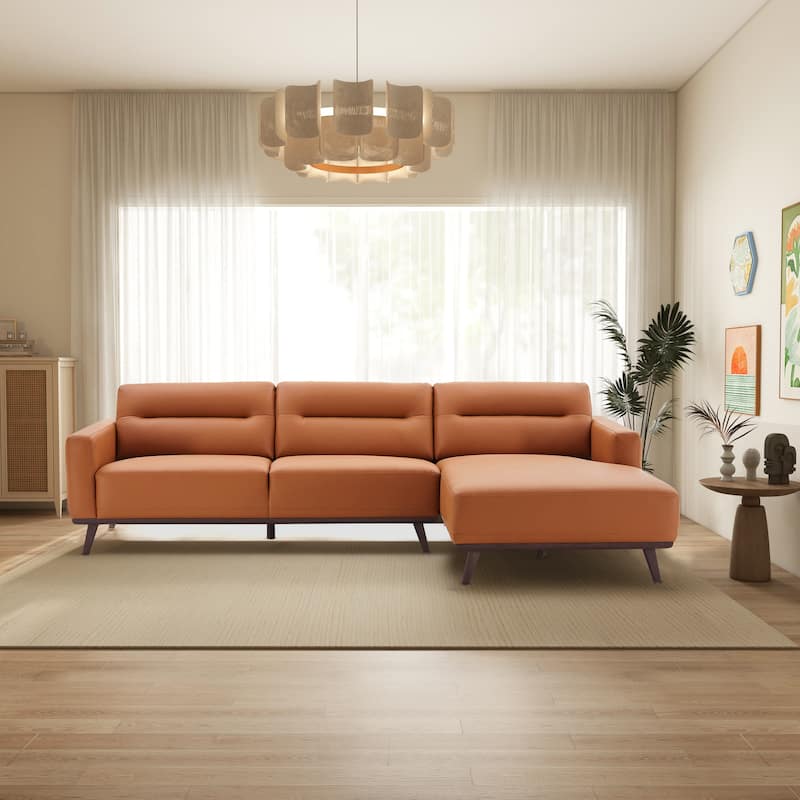 Balton L-Shaped Vegan Leather Sectional in Cognac Tan