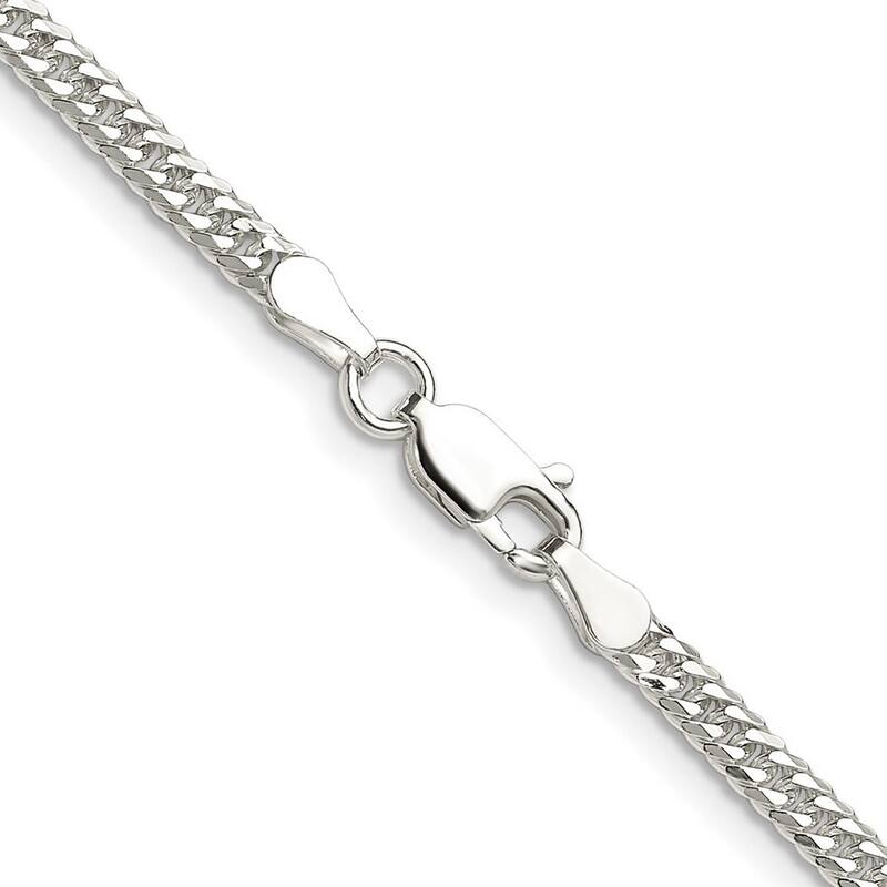 Curata 925 Sterling Silver 3.0mm Double Beveled Curb Chain Necklace