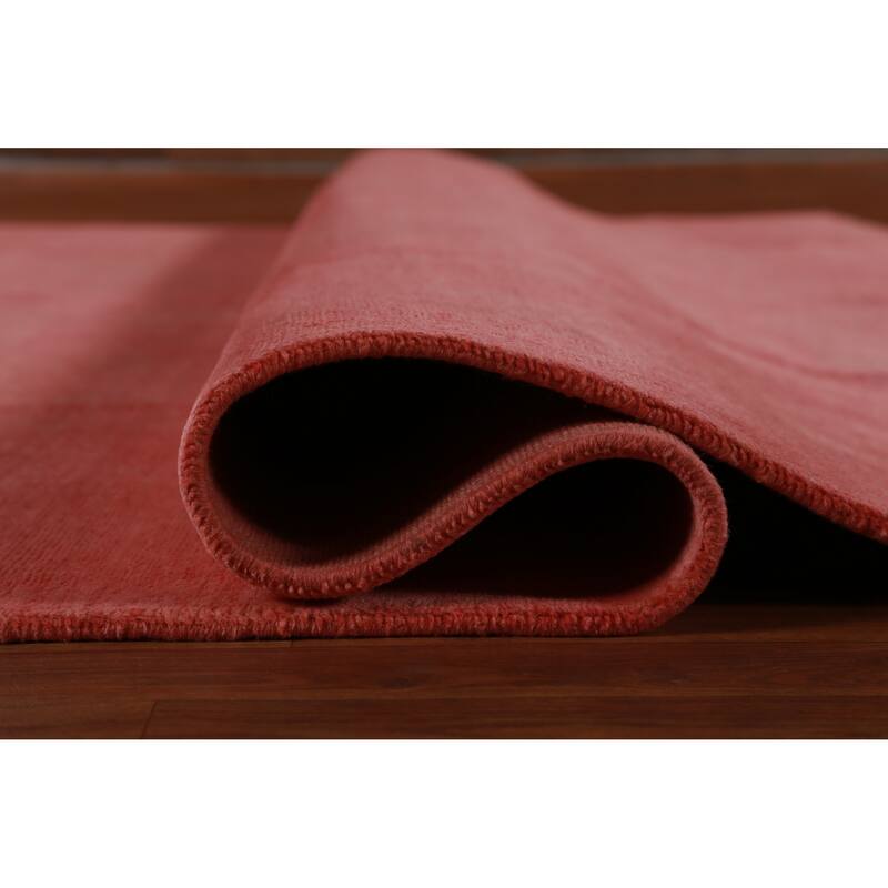 Hand Knotted Oriental 100% Wool Carpet Modern Solid Pink Gabbeh Area Rug - 11' 9'' X 9' 1''