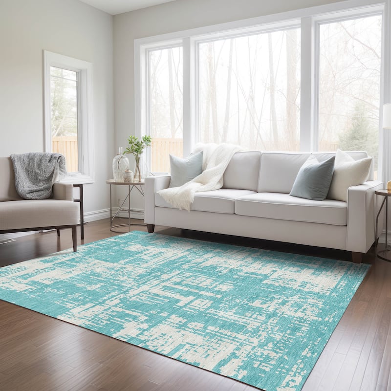Machine Washable Indoor/ Outdoor Chantille Abstract Solid Rug