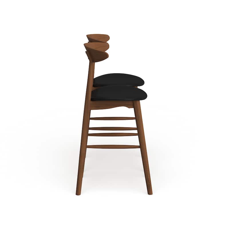 Carson Carrington Solna Mid-century Black Faux Leather Counter Stool (Set of 2)