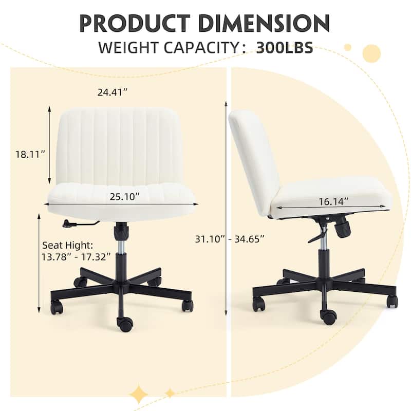 EROMMY Armless Criss Cross Chair with Wheels - Adjustable Height Office Chair for Cross-Legged Sitting - N/A