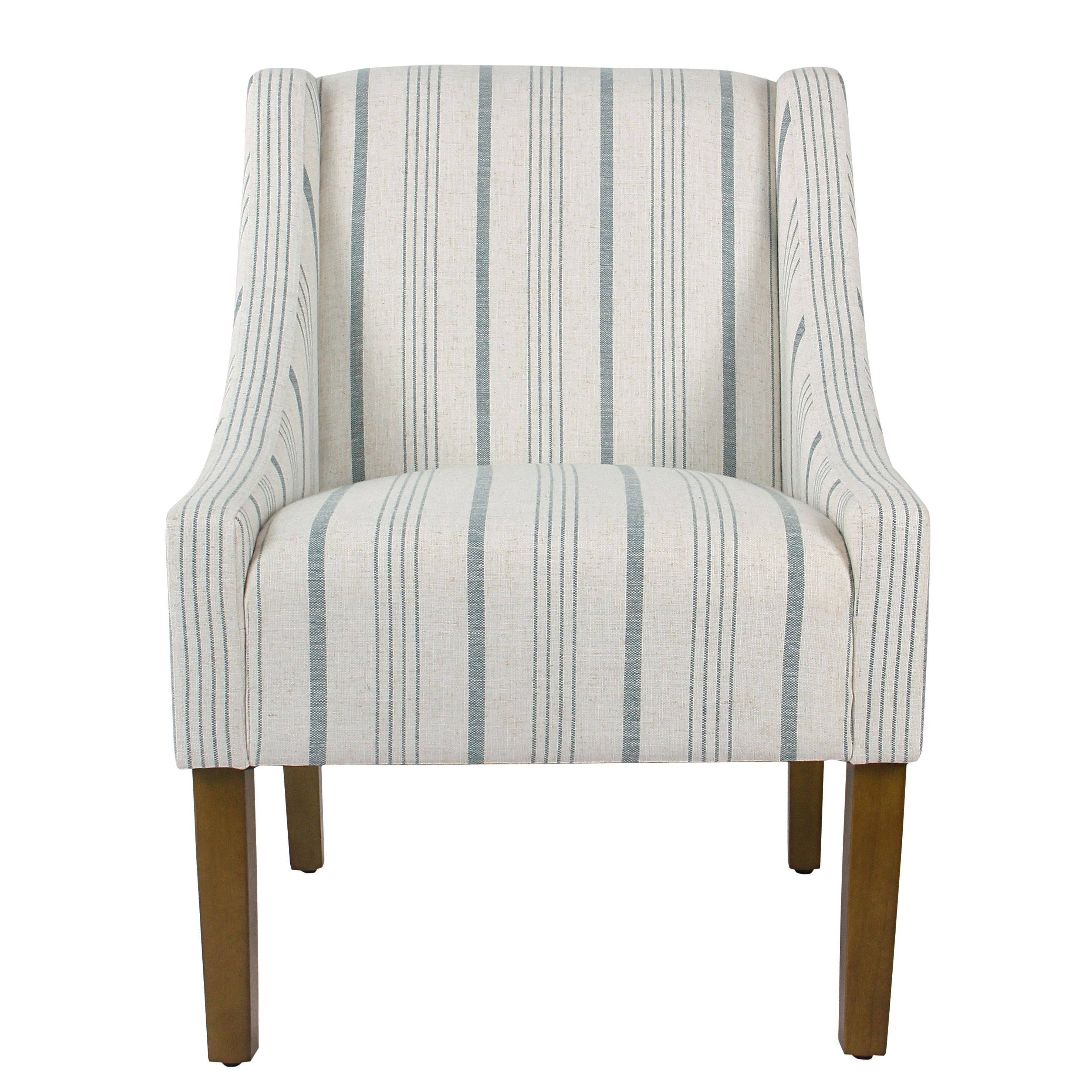 HomePop Modern Swoop Accent Chair Blue Calypso Stripe
