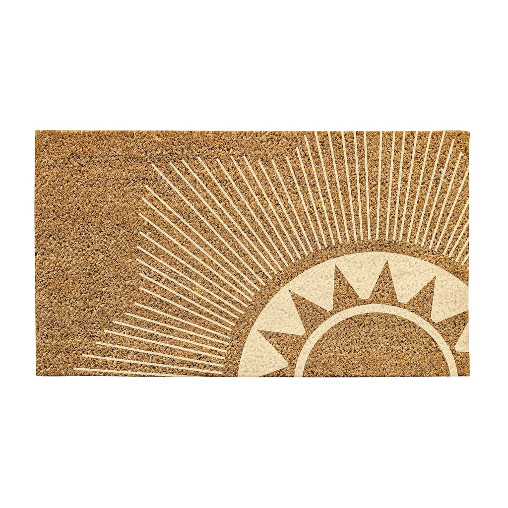 30 in. x 18 in. Geometric Sun Natural Coir Mat, 30"Lx18"H