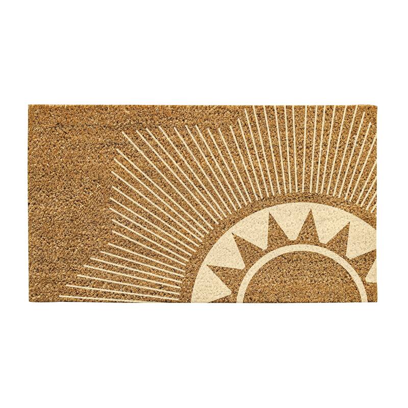 30 in. x 18 in. Geometric Sun Natural Coir Mat, 30"Lx18"H