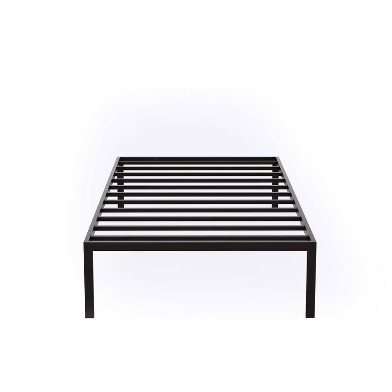 Modern Bed Frame - Full Size Platform Bed with Metal Legs - Black Finish Bedroom Furniture