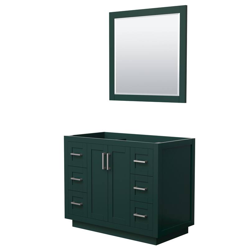 Wyndham Collection Miranda 42" Single Free Standing Vanity Cabinet - - Green / Brushed Nickel Hardware