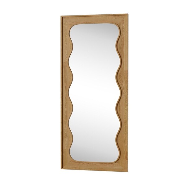 Solid Wood Right Angle Rectangular Full Length Mirror with Stand