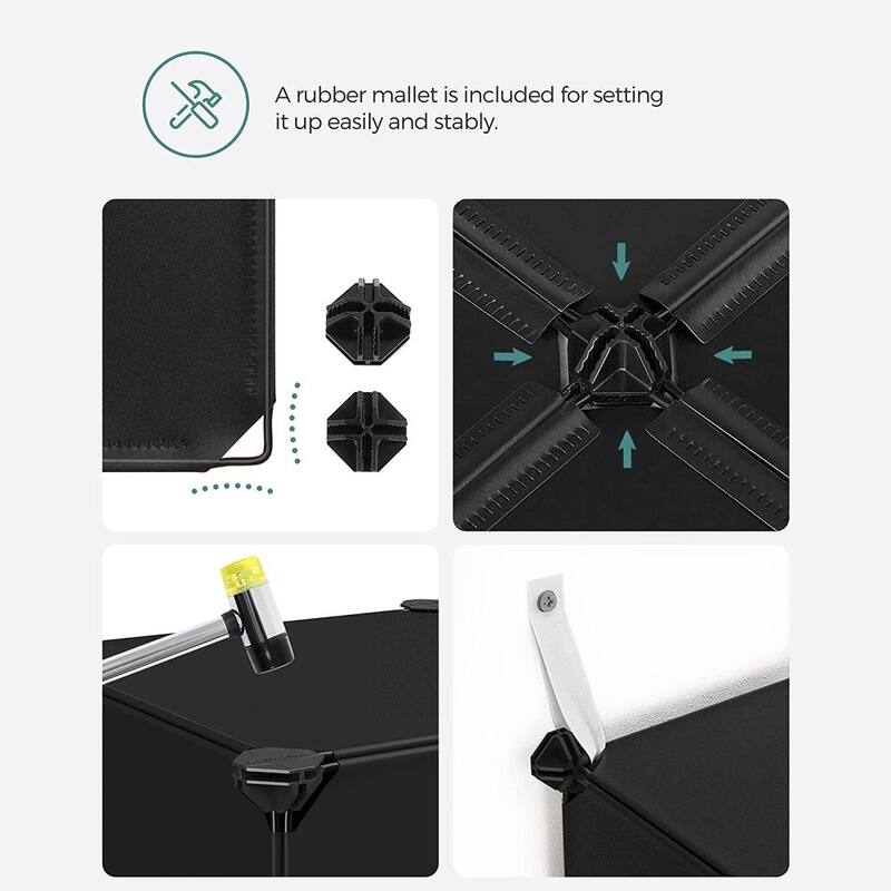 Black 16-Cube DIY Storage Organizer Shelf with ABS Connectors and Shelving for Living Room or Entryway