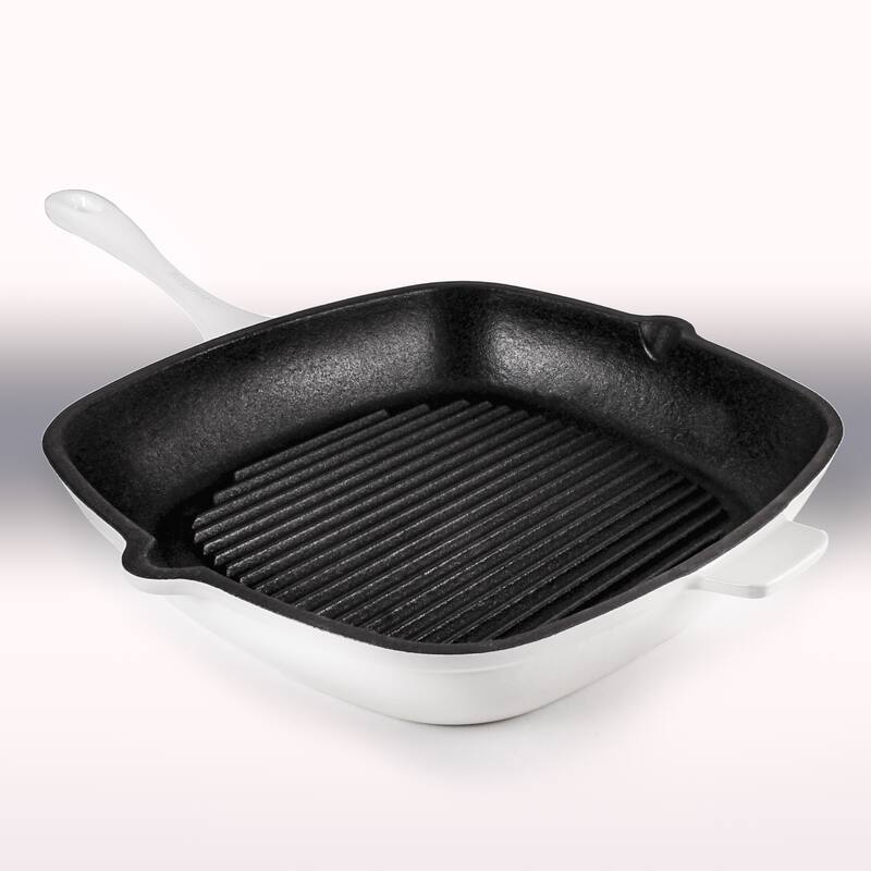 Neo 2pc Cast Iron Grill Set Grill Pan & Bacon/Steak Press White Bed Bath & Beyond 37571460