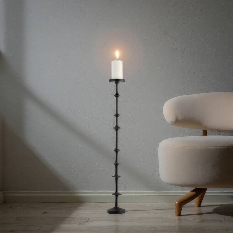 Black 36 in. Metal Abacus Floor Pillar Candle Holder