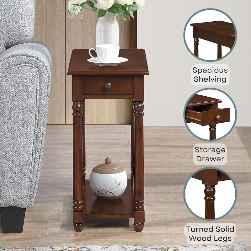 Convenience Concepts French Country Regent 1 Drawer Chairside End Table with Shelf