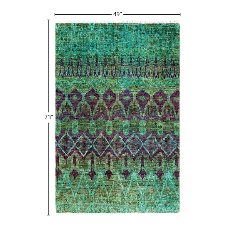 Contemporary Overdyed Wool Hand Knotted Area Rug - 4' 1" x 6' 1"