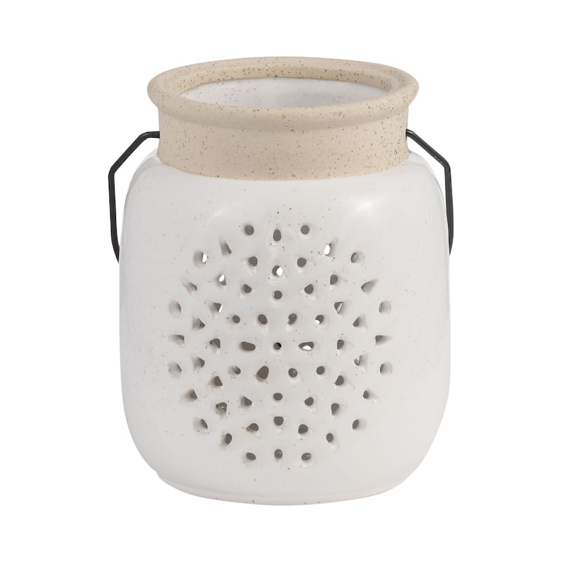 Sagebrook Home Artisan Lantern, Elegant Ceramic Design, Home Accent