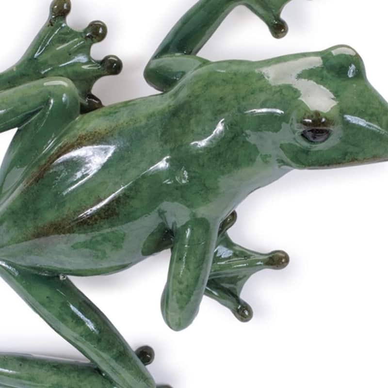 HomeRoots Set of Two Stone Garden Green Frog Resin Hanging Dimensional Sculptures