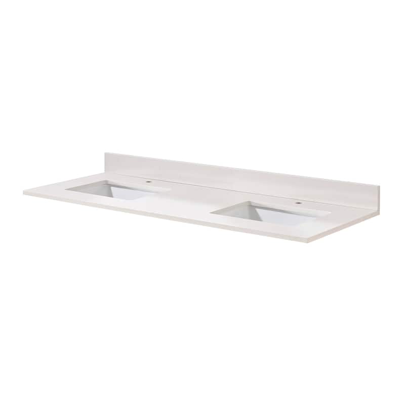 Altair 61 in. Belluno Engineered stone Vanity Top in Milano White with White Sink without Vanity