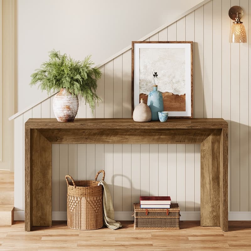 55.1-Inch Wood Long Console Table Sofa Table for Entryway Living Room