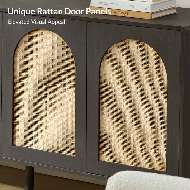 Uirico Multifunctional Buffet Sideboard Cabinet with Rattan Design by HULALA HOME