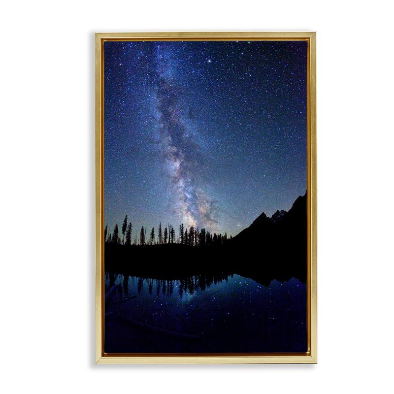 Stupell Nebula Reflection in Lake Framed Floater Canvas Wall Art Design By Royce Bair - 17 x 25 - Gold
