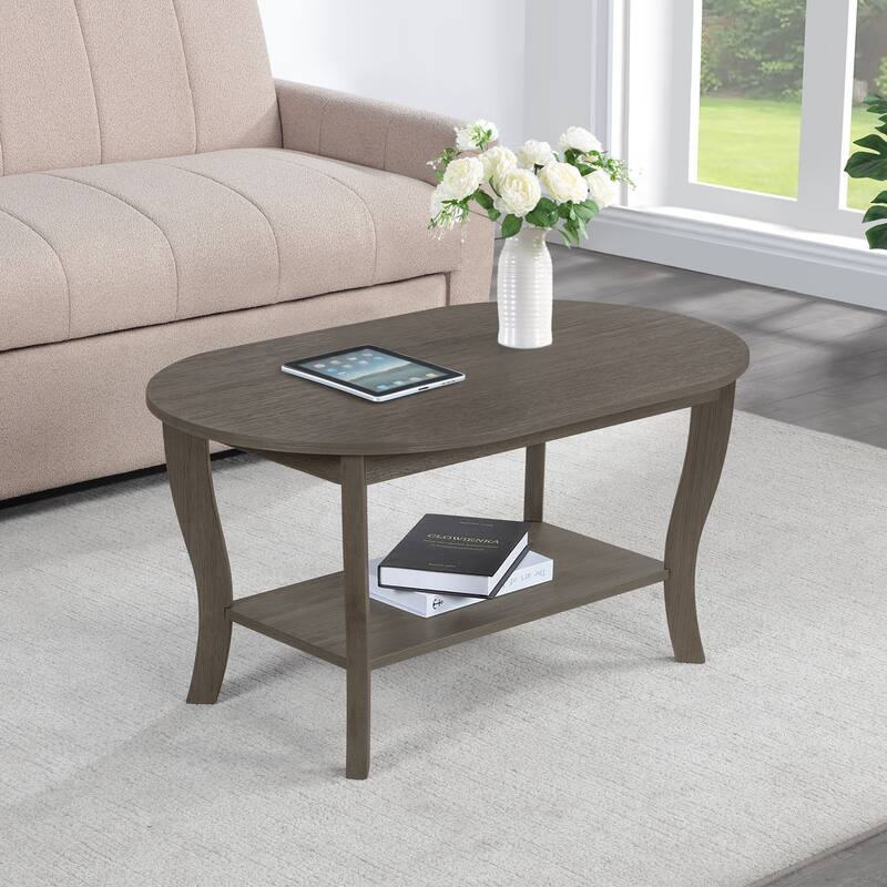 Convenience Concepts American Heritage Oval Coffee Table with Shelf
