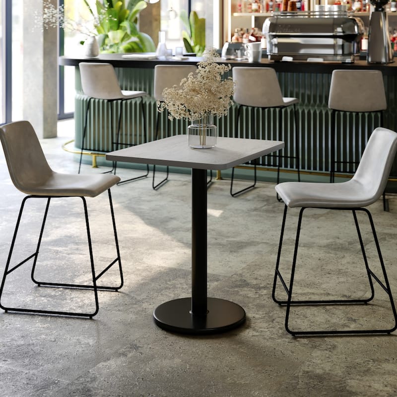 24'' x 30'' Rectangular Laminate Table Top with 18'' Round Table Height Base - 24"W x 30"D x 31.125"H