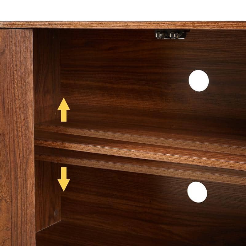 Wave-Patterned Sideboard Storage Cabinet - Wooden TV Stand With Vertical Stripes For Kitchen, Bedroom Or Entryway
