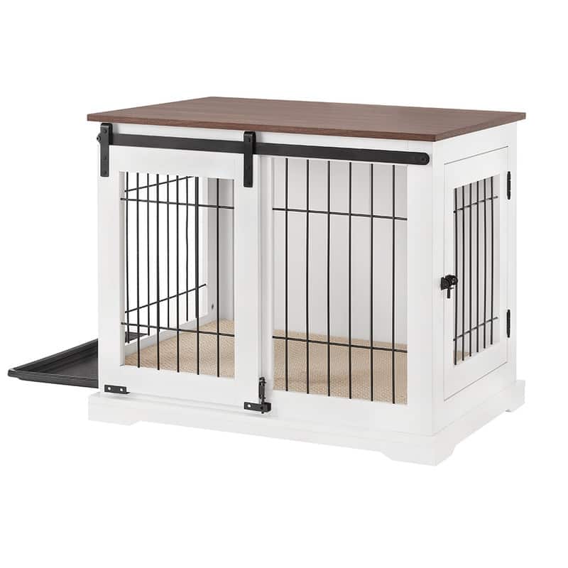 beeNbkks Dog Crate Furniture with Sliding Barn Door