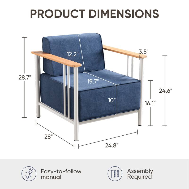 Puffin Metal Outdoor Lounge Chairs with 10-Inch Olefin Cushions (2-Pack)