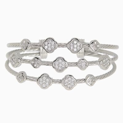 Juvell Gold Plated Cubic Zirconia Twisted Cable Cuff Bracelet