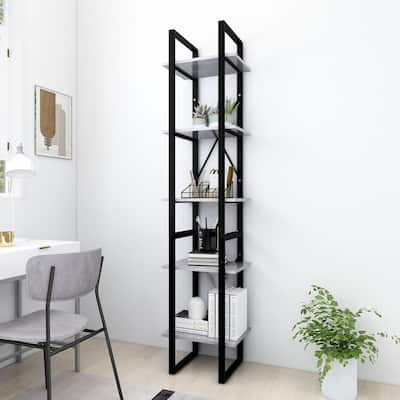 vidaXL 5-Tier Book Cabinet Concrete Gray 15.7"x11.8"x68.9" Engineered Wood - 15.7" x 11.8" x 69.9"