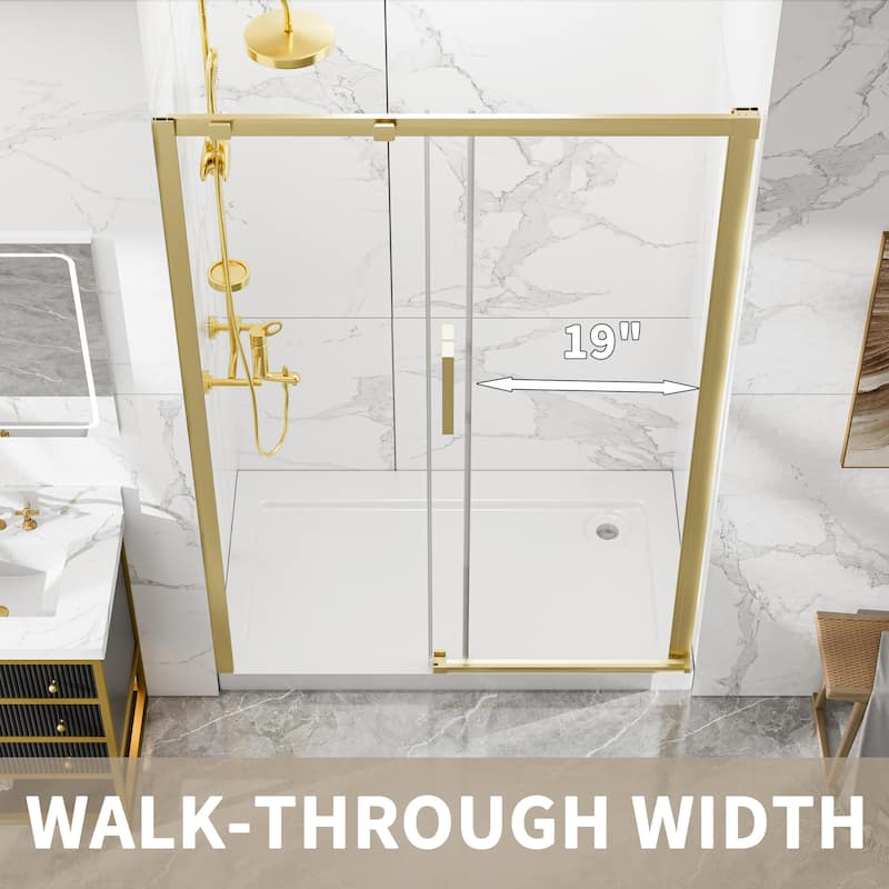 Modland 44-48" x 74'' Adjustable Sliding Shower Door, 5/16" SGCC Tempered Glass, Framed Enclosure with 304 Stainless Handle